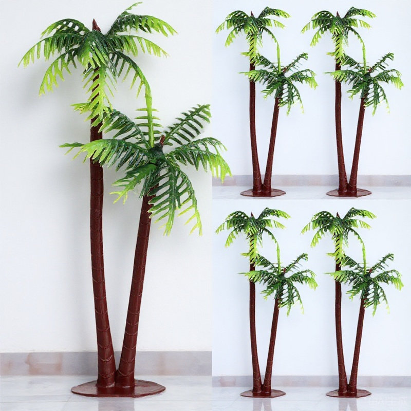 Aquarium Planted Tree - 5Pcs Artificial Coconut Tree Decor Realistic