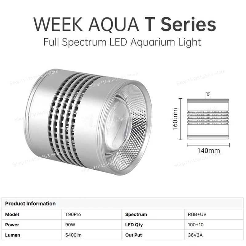 T90 PRO 90W RGB+UV LED Aquariu - Planted Aquarium Uv Light ulasan dan harga